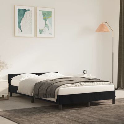 vidaXL Cadru de pat cu tăblie, negru, 120x200 cm, catifea