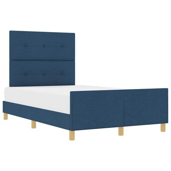 vidaXL Cadru de pat cu headboard albastru 120 x 200 cm țesătură