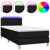 vidaXL Pat cu arcuri, saltea și LED, negru, 100x200 cm, textil