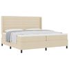 vidaXL Pat cu arcuri cu saltea cu headboard Crem 200 x 200 cm țesătură