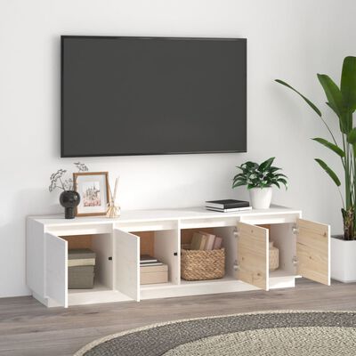 vidaXL Comodă TV, alb, 156x37x45 cm, lemn masiv de pin