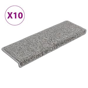 vidaXL Covorașe pentru scări, 10 buc., 65x21x4 cm, gri, cu margini dreptunghiulare