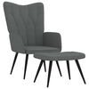 vidaXL Scaun de relaxare cu taburet, gri &icirc;nchis, textil