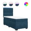 vidaXL Pat box spring cu saltea, albastru, 90x190 cm, catifea