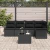 vidaXL Set de canapele pentru grădină cu pernă 6 pcs Negru Rattan poli