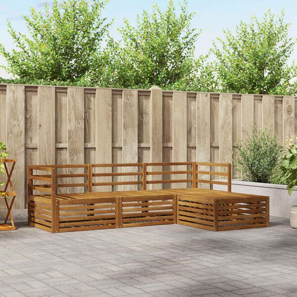 vidaXL Set de canapele de exterior 4 pcs natural Lemn Solid de Acacia
