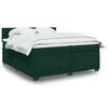 vidaXL Pat box spring cu saltea, verde &icirc;nchis, 200x200 cm, catifea