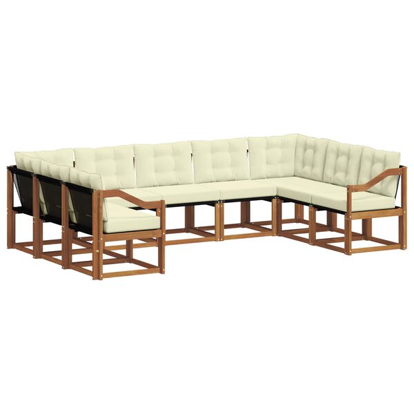 vidaXL Set de canapele de exterior cu pernă 9 pcs Natural și Crem