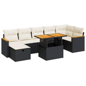 vidaXL Set mobilier de grădină cu perne, 5 piese, negru, poliratan