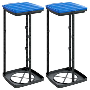 vidaXL Suporturi saci de gunoi, 2 buc., negru și albastru, 60 L, PP