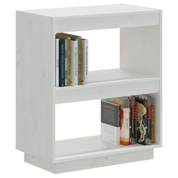vidaXL Bibliotecă, alb, 60x35x71 cm, lemn masiv de pin