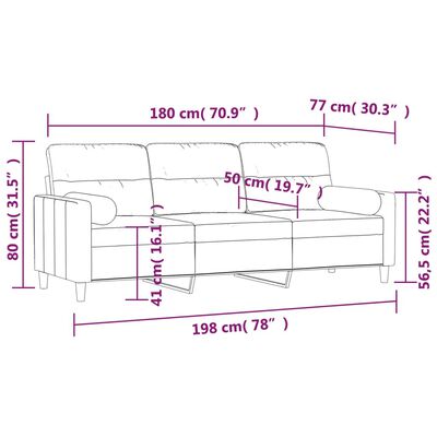 vidaXL Canapea cu 3 locuri cu perne&pernuțe gri închis 180 cm textil