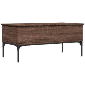vidaXL Măsuță cafea, stejar maro, 100x50x45 cm, lemn prelucrat/metal