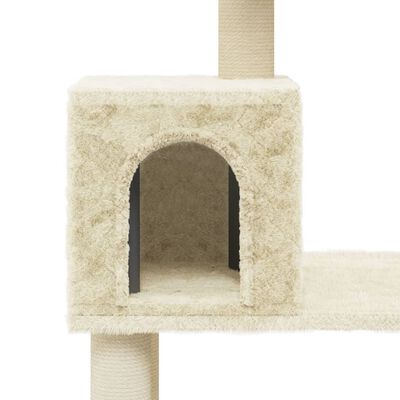 vidaXL Ansamblu pisici cu stâlpi din funie de sisal, crem, 147 cm