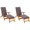 vidaXL Șezlong pliabil și culisant 2 pcs Gri 55 x 146 x 91 cm