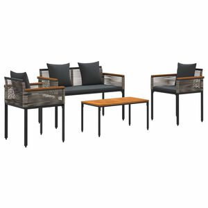 vidaXL Set de Mobilier pentru Exterior 4 pcs Gri și gri &icirc;nchis