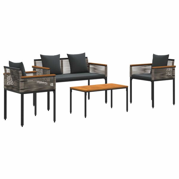 vidaXL Set de Mobilier pentru Exterior 4 pcs Gri și gri &icirc;nchis