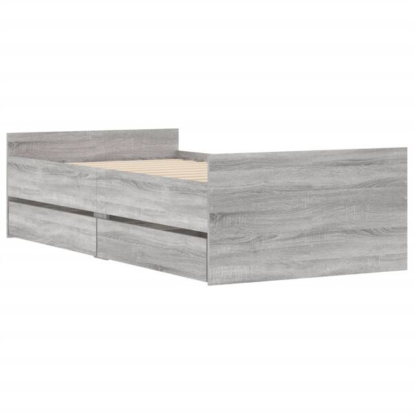 vidaXL Cadru de pat cu sertare, gri sonoma, 90x200 cm