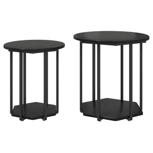 vidaXL Set măsuțe laterale cu raft 2 pcs Stejar Negru