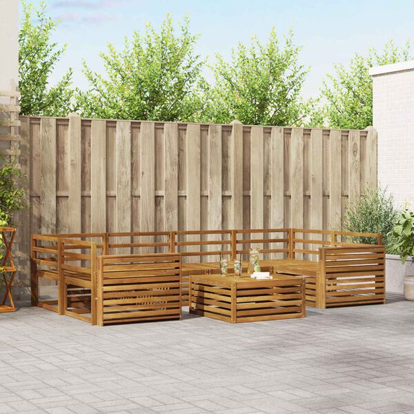 vidaXL Set de canapele de exterior 7 pcs natural Lemn Solid de Acacia
