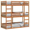 vidaXL Pat supraetajat triplu, maro ceruit, 75x190 cm, lemn masiv pin