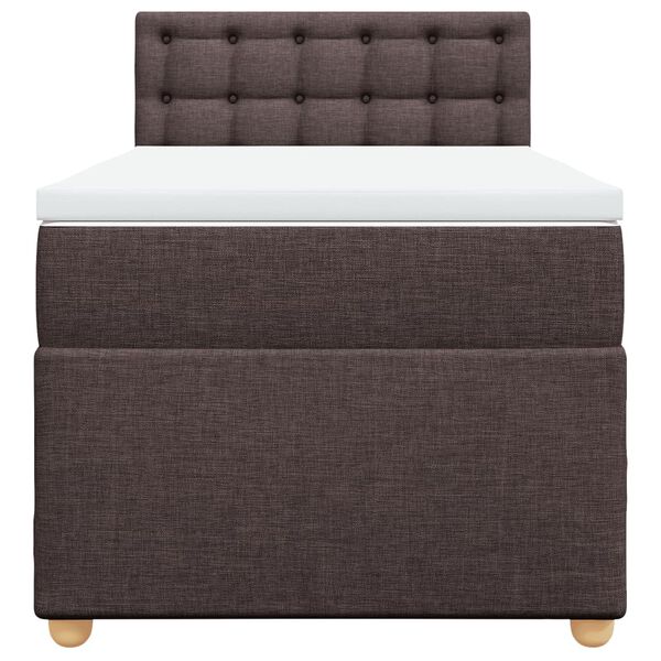 vidaXL Pat box spring cu saltea, maro &icirc;nchis, 90x190 cm, textil