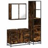 vidaXL Set mobilier de baie, 3 piese, stejar fumuriu, lemn prelucrat