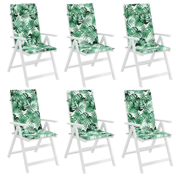 vidaXL Perne de scaun spătar &icirc;nalt, 6 buc, model frunze, textil Oxford