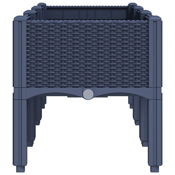 vidaXL Jardinieră de grădină cu picioare, albastru gri, 120x40x42 cm, PP