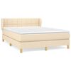 vidaXL Pat box spring cu saltea, crem, 140x200 cm, textil