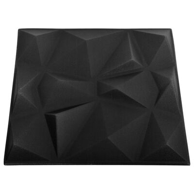 vidaXL Panouri de perete 3D 24 buc. negru 50x50 cm model diamant 6 m²