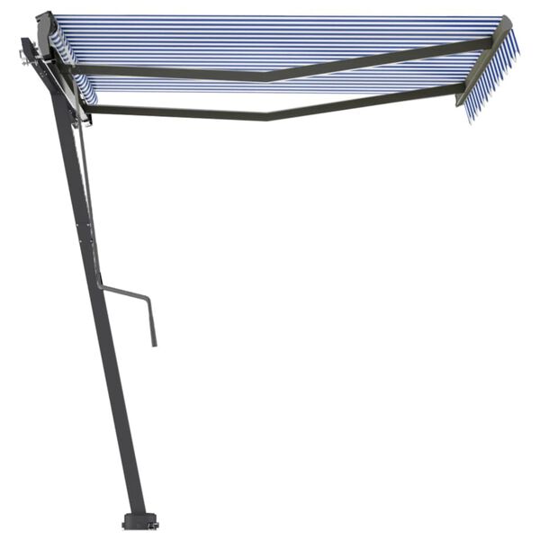 vidaXL Copertină retractabilă manual, albastru/alb, 300x250 cm