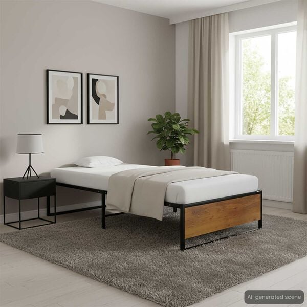 vidaXL Cadru de pat, negru, 90 x 200 cm, metal