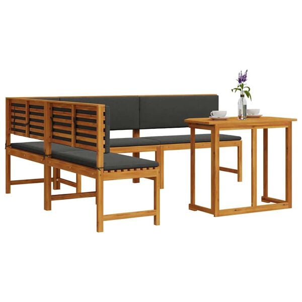 vidaXL Set de Bănci pentru Grădină 4 pcs Maro lemn masiv de acacia