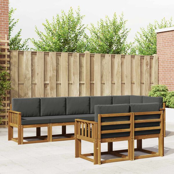 vidaXL Set de canapele de exterior cu pernă 8 pcs Natural și Antracit