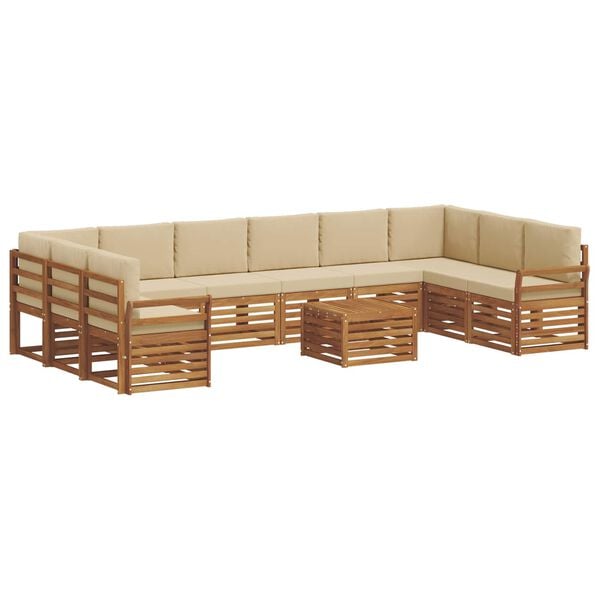 vidaXL Set canapea sectională cu pernă 11 pcs Natural și Bej