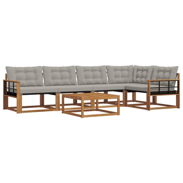 vidaXL Set de canapele de exterior 6 pcs Gri natural și deschis