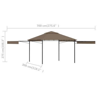 vidaXL Pavilion extinsii duble acoperiș gri taupe 3x3x2,75 m 180 g/m²