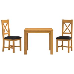 vidaXL Set de dining 3 buc. Negru Lemn de stejar masiv