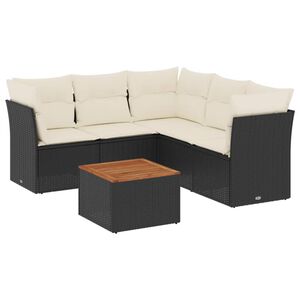 vidaXL Set mobilier de grădină cu perne, 6 piese, negru, poliratan