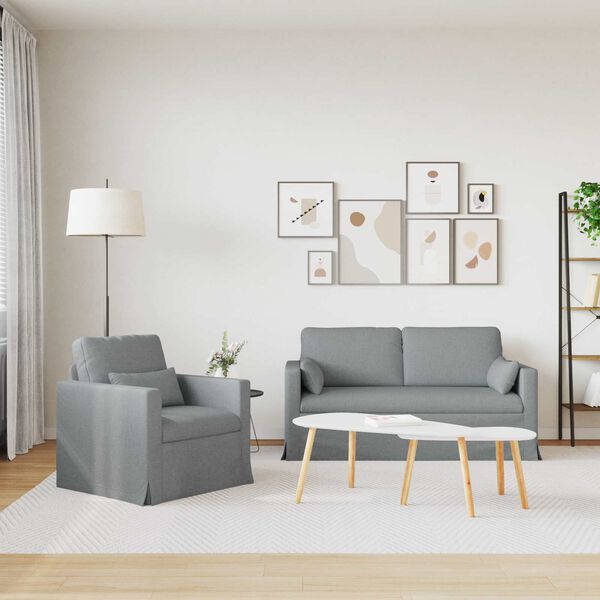 vidaXL Canapea 2 pcs Gri deschis 158 x 78 x 80 cm țesătură