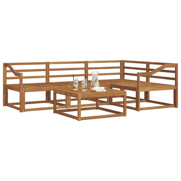 vidaXL Set de canapele de exterior 5 pcs natural Lemn Solid de Acacia