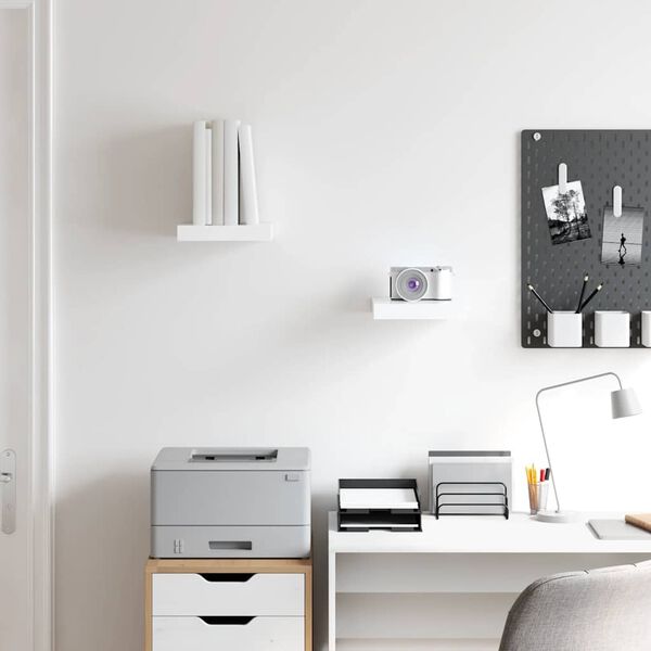 vidaXL Rafturi de perete, 2 buc., alb extralucios, 23x23,5x3,8 cm, MDF