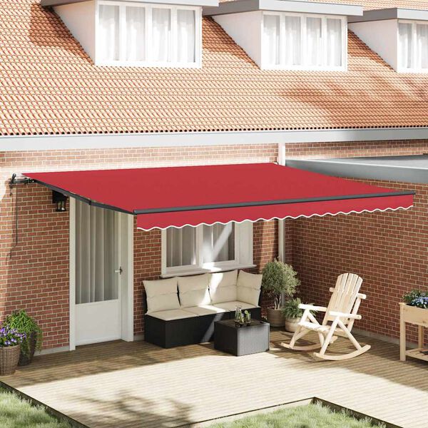 vidaXL Cortina Retractabilă Roșu 450 &times; 350 cm Țesătură și Aluminiu