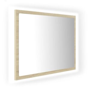 vidaXL Oglindă de baie cu LED, stejar sonoma, 60x8,5x37 cm, acril