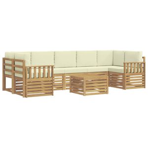 vidaXL Set de canapele de exterior 8 pcs Alb și crem Poliester