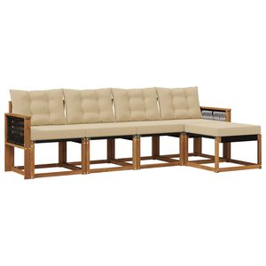vidaXL Set de canapele de exterior cu pernă 5 pcs Natural și Bej