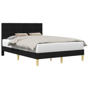 vidaXL Cadru de pat cu headboard Negru 140 x 200 cm Țesătură
