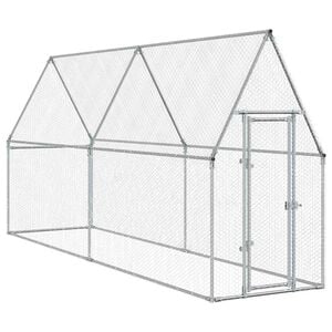 vidaXL Coteț pentru păsări, gri, 400x100x190 cm, oțel galvanizat