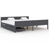 vidaXL Cadru pat cu 2 sertare, gri &icirc;nchis, 200x200 cm, lemn masiv pin